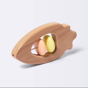 Wooden Baby Rattle with Pastel Accents